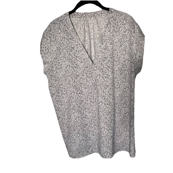 Women’s Black & White Abstract Print Blouse – V-Neck Cap Sleeve Tunic Top XXL - Picture 1 of 10